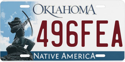 OK license plate 496FEA