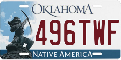 OK license plate 496TWF