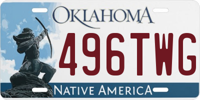 OK license plate 496TWG