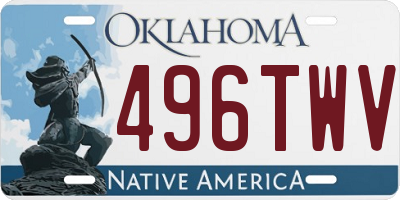 OK license plate 496TWV