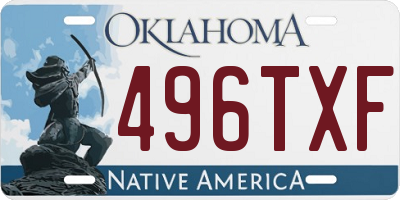 OK license plate 496TXF