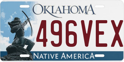 OK license plate 496VEX