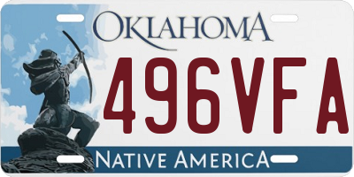 OK license plate 496VFA