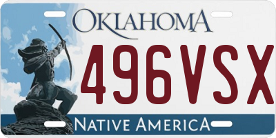 OK license plate 496VSX
