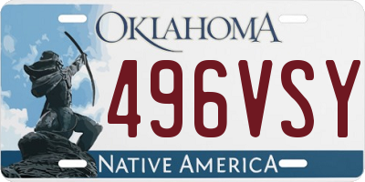 OK license plate 496VSY