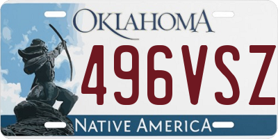 OK license plate 496VSZ