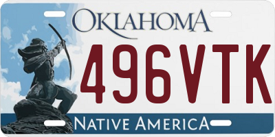 OK license plate 496VTK