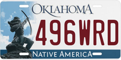OK license plate 496WRD