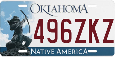 OK license plate 496ZKZ