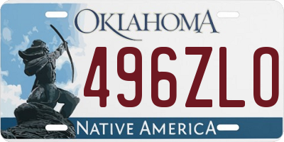 OK license plate 496ZLO