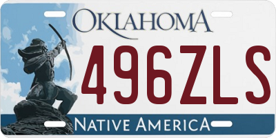 OK license plate 496ZLS