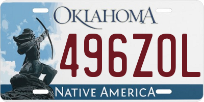 OK license plate 496ZOL