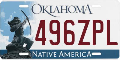 OK license plate 496ZPL