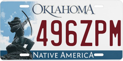 OK license plate 496ZPM