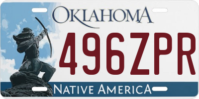 OK license plate 496ZPR