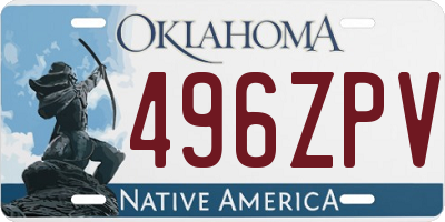 OK license plate 496ZPV