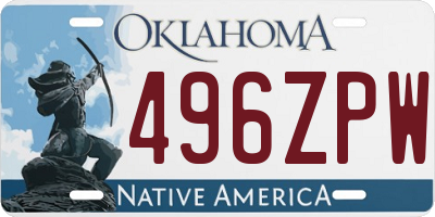 OK license plate 496ZPW