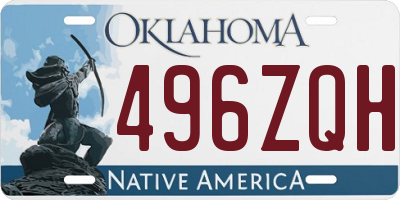 OK license plate 496ZQH