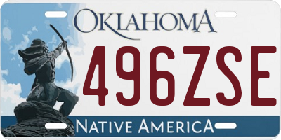 OK license plate 496ZSE