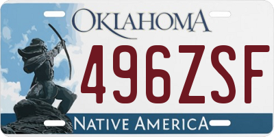 OK license plate 496ZSF