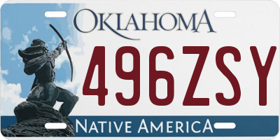 OK license plate 496ZSY