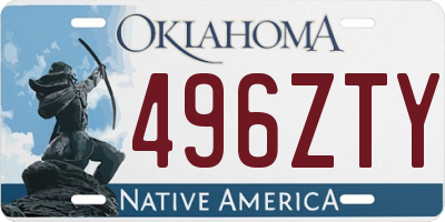 OK license plate 496ZTY