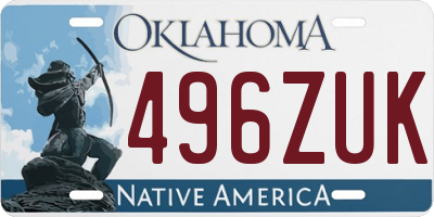 OK license plate 496ZUK