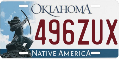 OK license plate 496ZUX