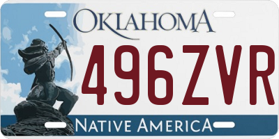 OK license plate 496ZVR