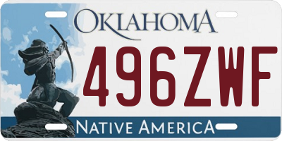 OK license plate 496ZWF