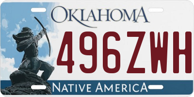 OK license plate 496ZWH