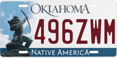 OK license plate 496ZWM