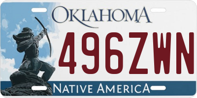 OK license plate 496ZWN