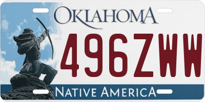 OK license plate 496ZWW