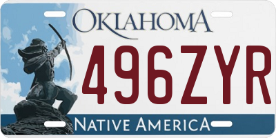 OK license plate 496ZYR