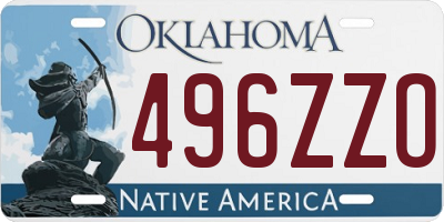 OK license plate 496ZZO