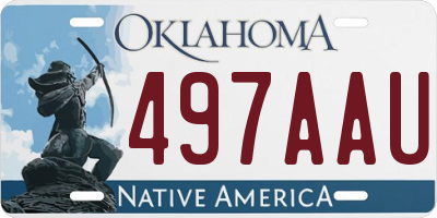 OK license plate 497AAU