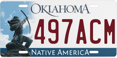 OK license plate 497ACM