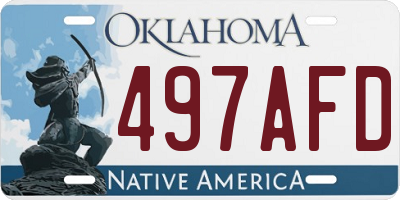 OK license plate 497AFD