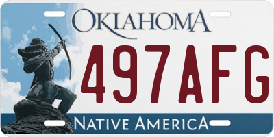 OK license plate 497AFG