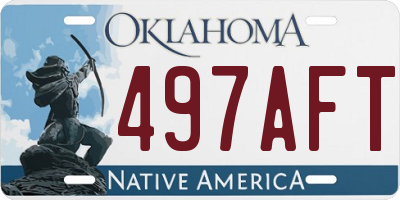 OK license plate 497AFT