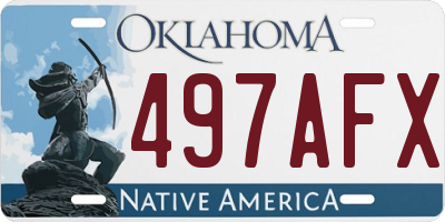 OK license plate 497AFX