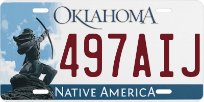 OK license plate 497AIJ