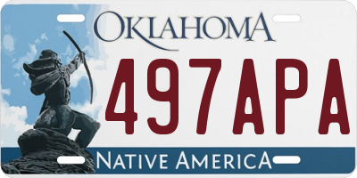 OK license plate 497APA
