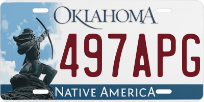 OK license plate 497APG