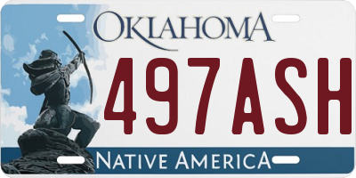 OK license plate 497ASH