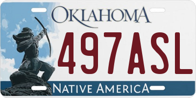 OK license plate 497ASL