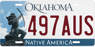 OK license plate 497AUS