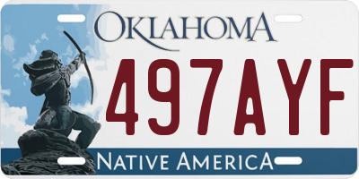OK license plate 497AYF