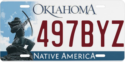 OK license plate 497BYZ